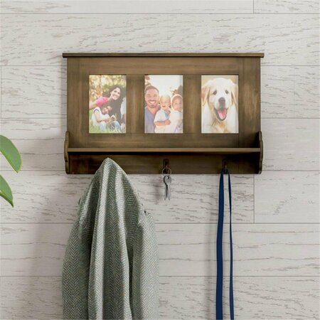 LAVISH HOME Lavish Home Wall Shelf & Picture Collage with Ledge & 3 Hanging Hooks - 4 x 6 in. 80-WALLP-1